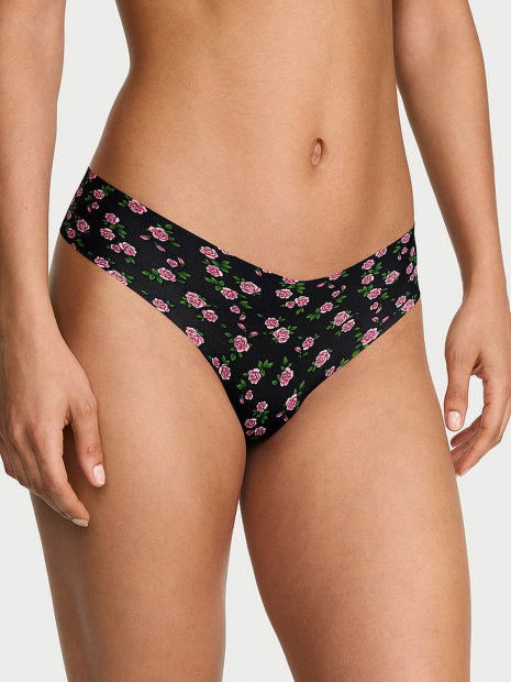 Бесшовные трусики тонг Victoria's Secret с принтом 1162854339 (Черный S)