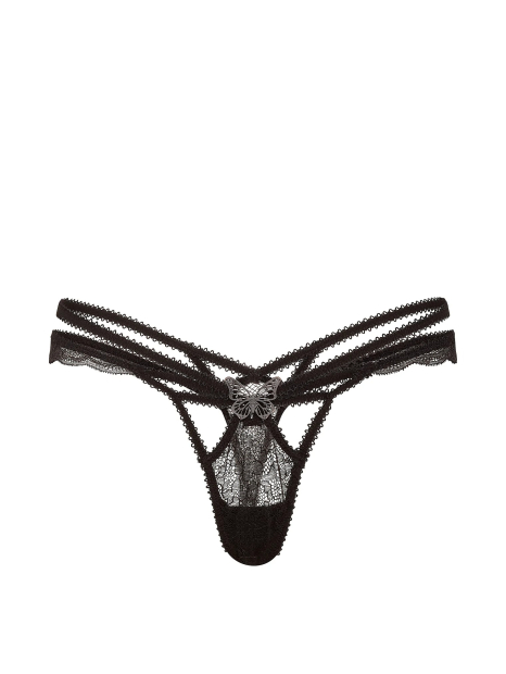 Трусики тонг Victoria's Secret з метеликом 1163091833 (Чорний XL)