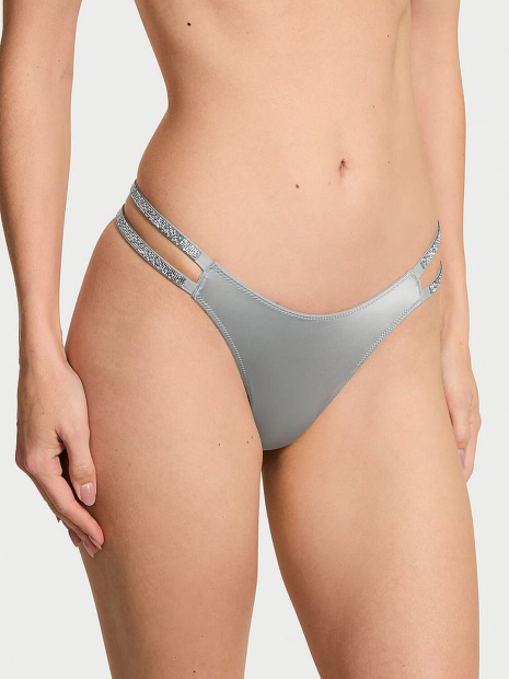 Гладкие трусики тонг Victoria's Secret со стразами 1163208486 (Серый XS)