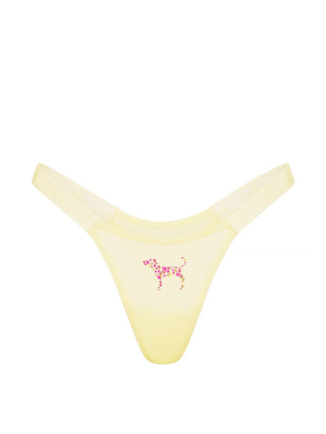 Трусики тонг Victoria's Secret Pink с принтом 1163226064 (Желтый XS)