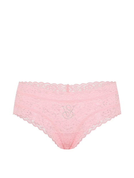 Мереживні трусики чики Victoria's Secret зі стразами 1163263288 (Рожевий L)