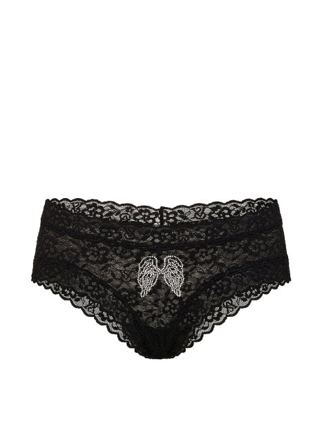 Кружевные трусики чики Victoria's Secret со стразами 1163276839 (Черный XL)