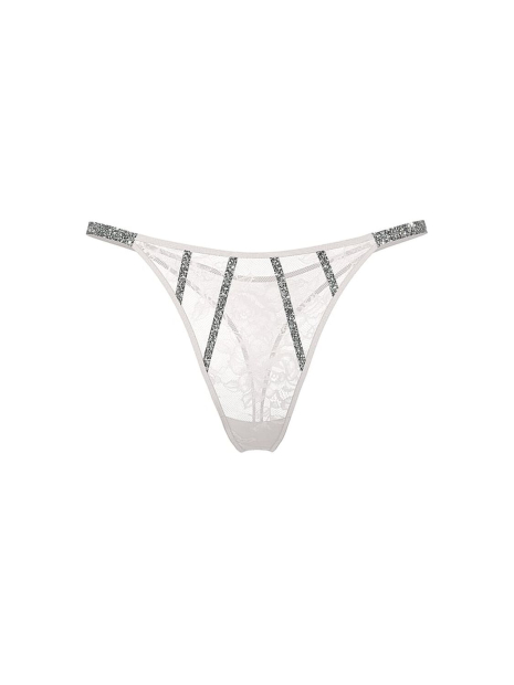 Кружевные трусики тонг Victoria's Secret со стразами 1163348078 (Молочный L)