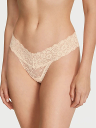Кружевные трусики тонг Victoria's Secret 1159804705 (Бежевый, XS)