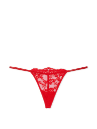 Кружевные трусики стринги со стразами Victoria's Secret 1159838377 (Красный M)