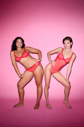 Сітчасті трусики чики Victoria's Secret з рюшами 1159838291 (Червоний L)