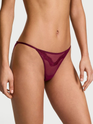 Кружевные трусики бикини Victoria's Secret со стразами 1159838454 (Бордовый M)