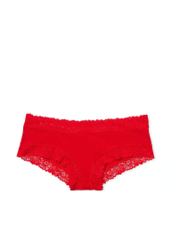 Женские трусики чики в рубчик Victoria's Secret PINK с кружевом 1159839201 (Красный M)