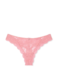Женские кружевные трусики тонг Victoria's Secret 1159838794 (Розовый XL)