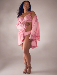 Женские трусики с кружевом Victoria's Secret бикини 1159838827 (Розовый XL)
