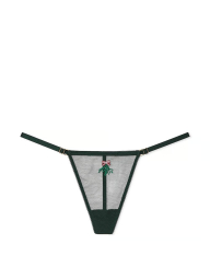 Сетчатые трусики стринги Victoria's Secret с вышивкой 1159839680 (Зеленый S)