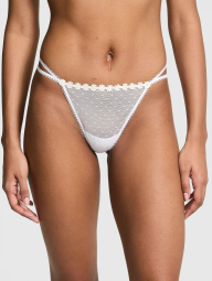Женские трусики стринги Victoria's Secret Pink с вышивкой 1159840522 (Белый S)