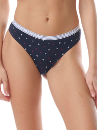 Женские хлопковые трусики Tommy Hilfiger тонг с принтом 1159841059 (Синий L)