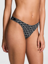 Стильные трусики тонг Victoria's Secret Pink с принтом 1159843092 (Черный S)