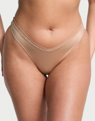 Женские гладкие трусики тонг Victoria's Secret с сеточкой 1159843662 (Бежевый XS)
