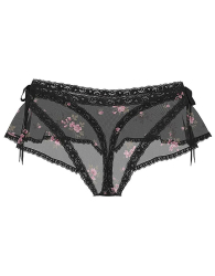 Кокетливые женские трусики тонг Victoria's Secret с цветочным принтом 1159843671 (Черный XS)