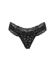 Жіночі трусики тонг Victoria's Secret Pink з принтом 1159843971 (Чорний L)