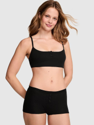 Жіночі трусики шортики Victoria's Secret Pink в рубчик 1159845047 (Чорний XXL)
