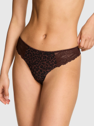 Женские трусики тонг Victoria's Secret Pink с кружевом 1159845876 (Коричневый M)