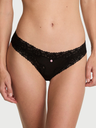 Женские трусики тонг Victoria's Secret с кружевной отделкой 1159846575 (Черный S)