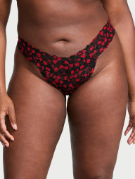 Кружевные трусики тонг Victoria's Secret 1159847319 (Черный XL)