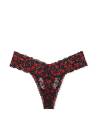 Кружевные трусики тонг Victoria's Secret 1159847319 (Черный XL)