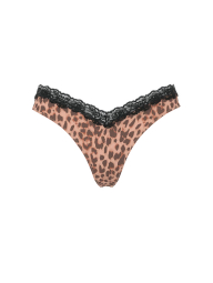 Гладкі трусики тонг Victoria's Secret з мереживом 1159847546 (Леопардовий M)