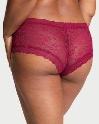 Кружевные трусики чики Victoria's Secret с вышивкой 1159849916 (Бордовый S)