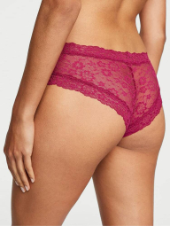 Кружевные трусики чики Victoria's Secret с вышивкой 1159849916 (Бордовый S)