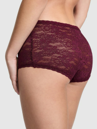 Кружевные трусики шортики Victoria's Secret Pink 1159850663 (Бордовый L)