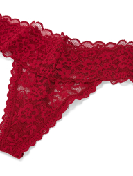 Кружевные трусики тонг Victoria's Secret в подарочной упаковке 1159851147 (Бордовый L)