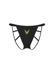 Гладкие открытые трусики стринг бикини Victoria's Secret с фурнитурой в виде ангельских крыльев 1159853599 (Черный M)