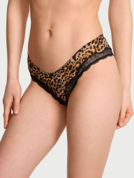 Сетчатые трусики чики Victoria's Secret с кружевом 1159853641 (Леопардовый S)