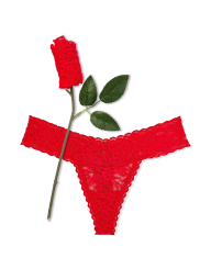 Кружевные трусики тонг Victoria's Secret в подарочной упаковке 1159854213 (Красный L)