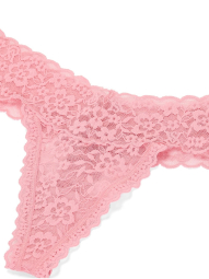 Кружевные трусики тонг Victoria's Secret в подарочной упаковке 1159854753 (Розовый XS)