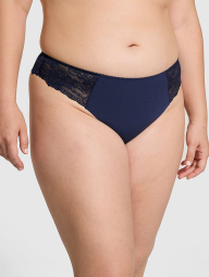 Женские трусики тонг Victoria's Secret Pink с кружевными вставками 1159855567 (Синий S)