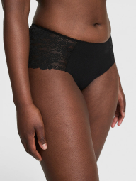 Женские трусики хипхаггеры Victoria's Secret PINK с кружевом 1159857151 (Черный XS)