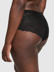 Женские трусики хипхаггеры Victoria's Secret PINK с кружевом 1159857151 (Черный XS)