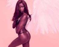 Гладкие трусики стринги Victoria's Secret с бантом сзади 1159857604 (Черный XL)