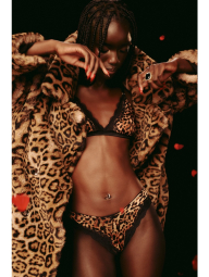 Трусики тонг Victoria's Secret с кружевом 1159858312 (Леопардовый XS)