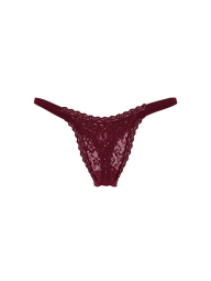 Кружевные трусики тонг Victoria's Secret со стразами 1159859936 (Бордовый L)