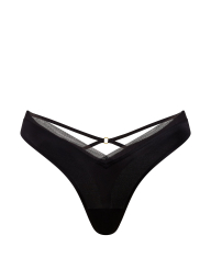 Женские гладкие трусики тонг Victoria's Secret с сеточкой 1159861105 (Черный S)