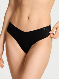 Бесшовные хлопковые трусики тонг Victoria's Secret 1159861152 (Черный XS)