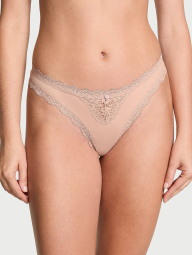 Женские гладкие трусики тонг Victoria's Secret 1159861335 (Бежевый S)
