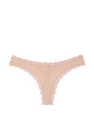 Женские гладкие трусики тонг Victoria's Secret 1159861335 (Бежевый S)