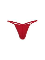 Женские трусики стринги Victoria's Secret с кружевом 1159861360 (Красный M)