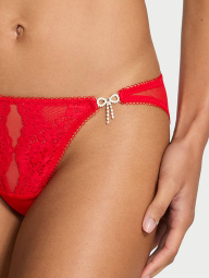 Сітчасті трусики бікіні Victoria's Secret з мереживом та стразами 1159861367 (Червоний XXL)