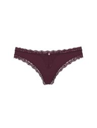 Женские гладкие трусики тонг Victoria's Secret с кружевом 1159861384 (Фиолетовый M)