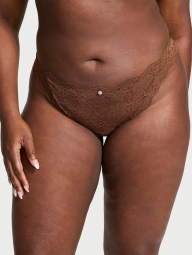 Кружевные трусики тонг Victoria's Secret 1159861587 (Коричневый S)