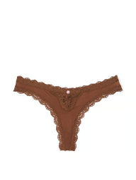 Трусики тонг Victoria's Secret с кружевом 1159861597 (Коричневый M)